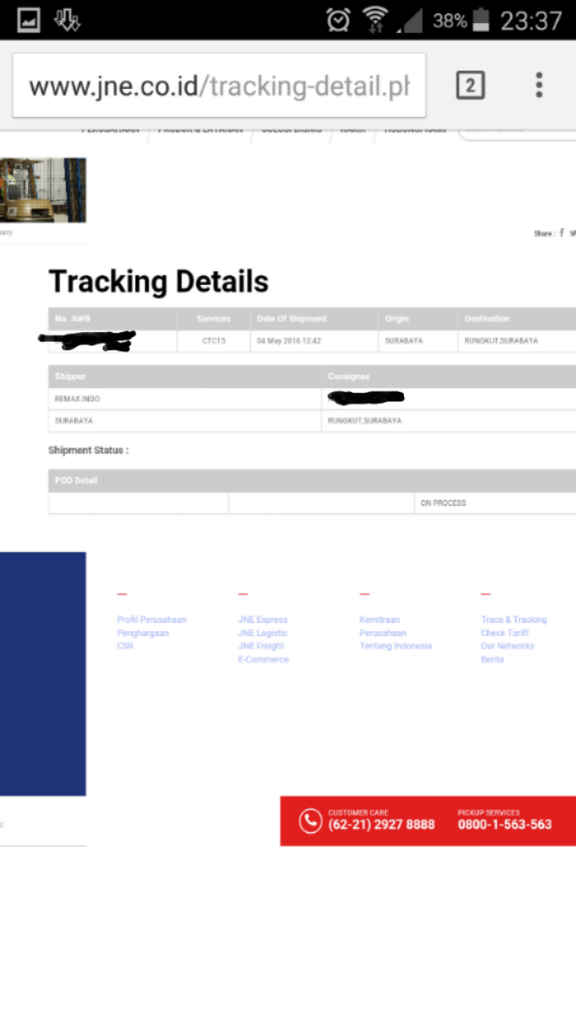 &#91;ASK&#93;Apa ada yang salah sama hasil tracking resi JNE saya?