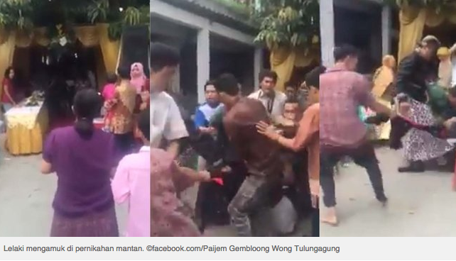 Ngamuk di pernikahan mantan, lelaki ini dihajar tamu undangan