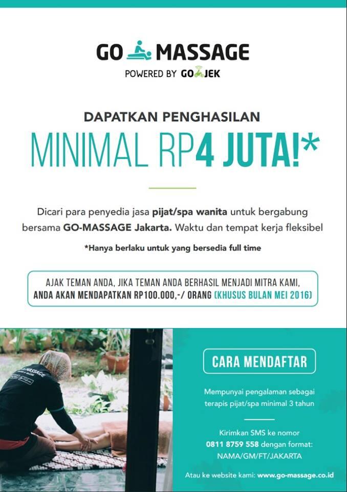 DIBUTUHKAN SEGERA 500 TERAPIS PIJAT/SPA PEREMPUAN (JAKARTA)