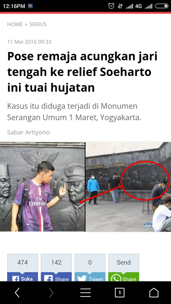 ABG acungkan jari tengah nya ke relief Ir.Soeharto