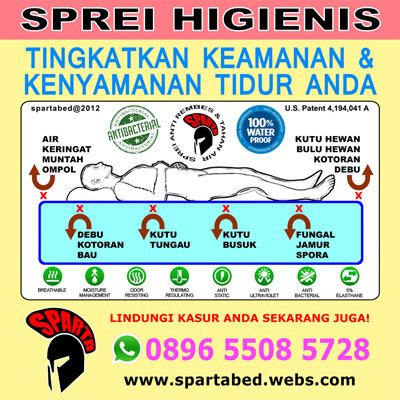 Sprei Waterproof SPARTA untuk Kesehatan. Anti Air ompol, Kutu, Jamur & Bakteri