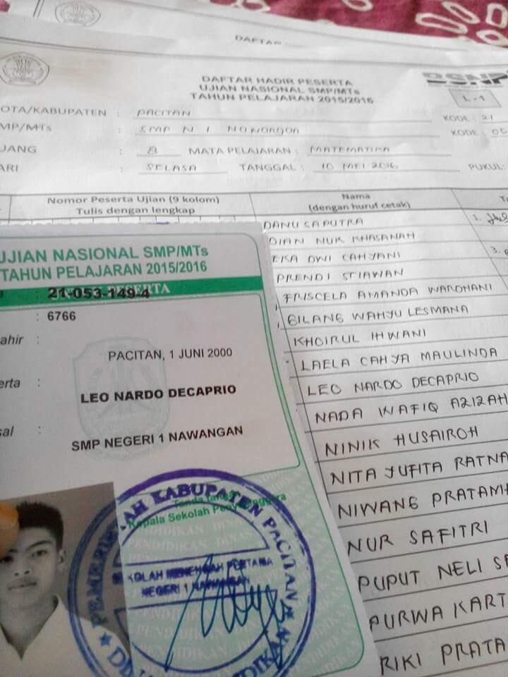 Valentino Rossi dan Leonardo de Caprio ikut Ujian Nasianal di Indonesia