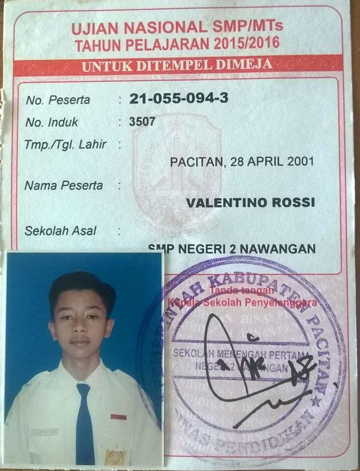 Valentino Rossi dan Leonardo de Caprio ikut Ujian Nasianal di Indonesia