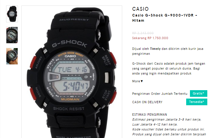  &#91;KOMBAT Deals&#93;CASIO G SHOCK G-9000-1V | Jam bandel dengan harga ekonomis