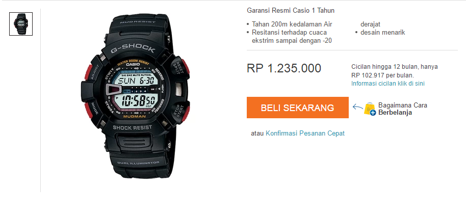  &#91;KOMBAT Deals&#93;CASIO G SHOCK G-9000-1V | Jam bandel dengan harga ekonomis