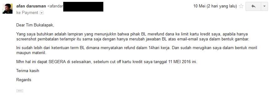 Surat terbuka untuk bukalapak atas ketidak jelasan refund dana 