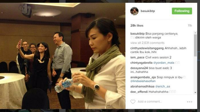 Ahok Selfie Dengan Dian Sastro, Istrinya Remukin Botol