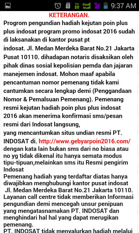 Ane Dapet Kejutan dari Indos*t gan ! Penipuan/Bukan?