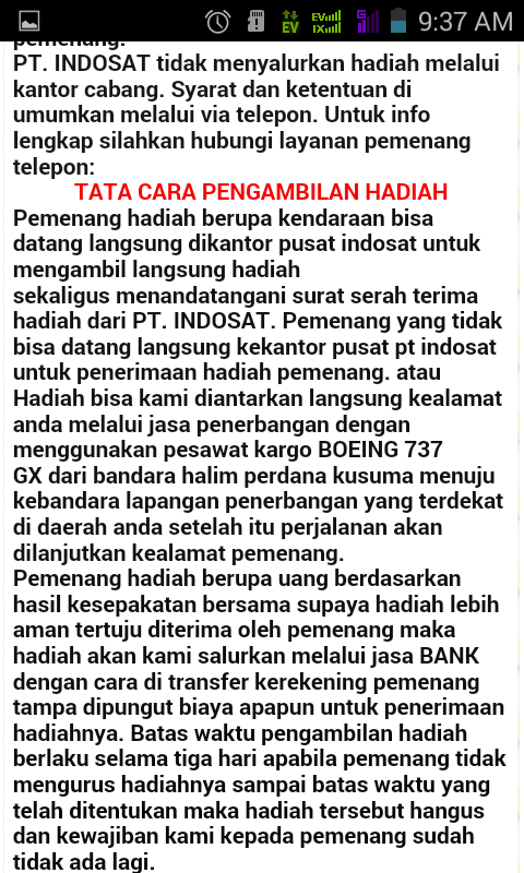 Ane Dapet Kejutan dari Indos*t gan ! Penipuan/Bukan?