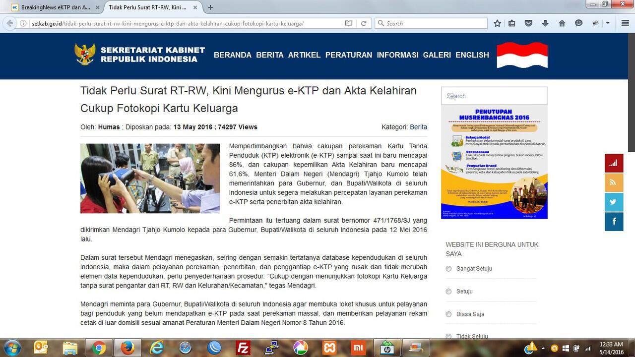 BreakingNews eKTP dan Akte Kelahiran cukup Fotocopi Kartu Keluarga dan &quot;Jemput Bola&quot;