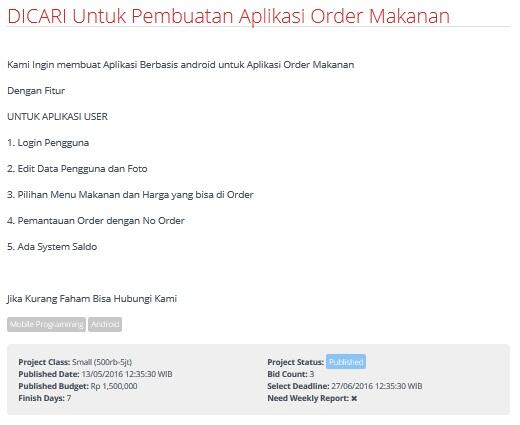 &#91;LOWONGAN FREELANCER&#93; Pembuatan Aplikasi Order Makanan