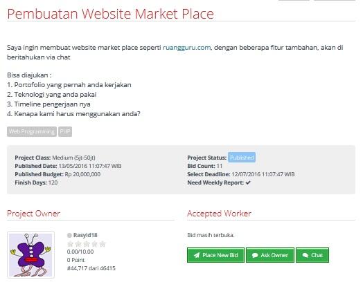 &#91;LOWONGAN FREELANCER&#93; Pembuatan Website Market Place &#91;20jt&#93;