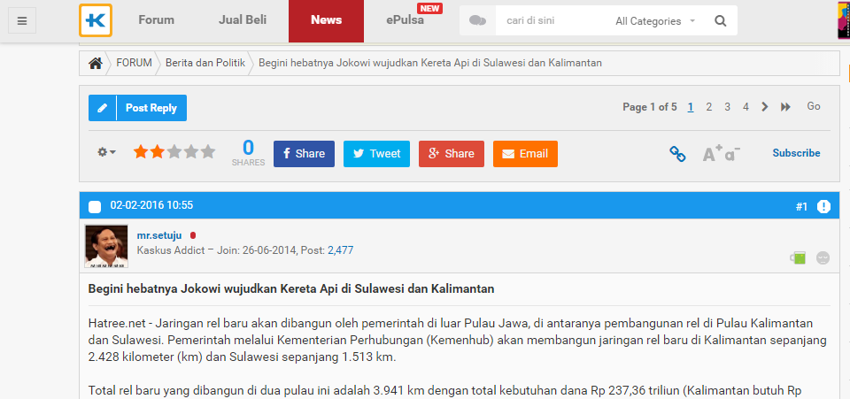 Proyek Rel Kereta Api Borneo yang Diresmikan Jokowi Tinggal Papan Nama