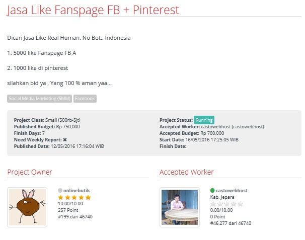 &#91;LOWONGAN FREELANCER&#93; Jasa Like Fanspage FB + Pinterest