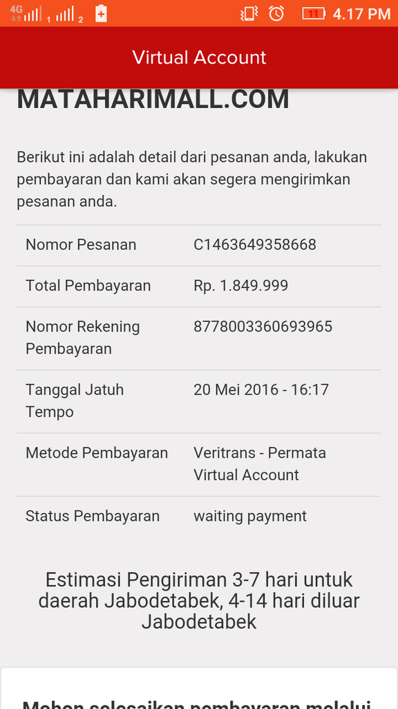 Pengalaman Menyedihkan bersama BRI. Permata bank &amp; Mataharimall Barusan Gan!!