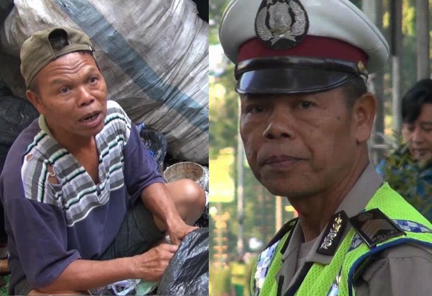 Luar Biasa! Polisi Lalu Lintas Ini Nyambi Jadi Pemulung Demi Rezeki Halal
