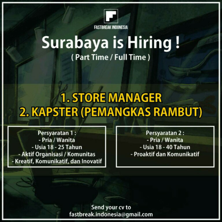 Lowongan Kerja Store Manager &amp; Kapster Surabaya