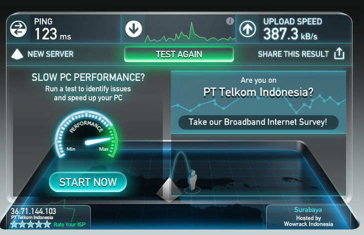 Kecepatan download HP dan Laptop beda (jaringan sama sama wifi id di tempat yg sama)