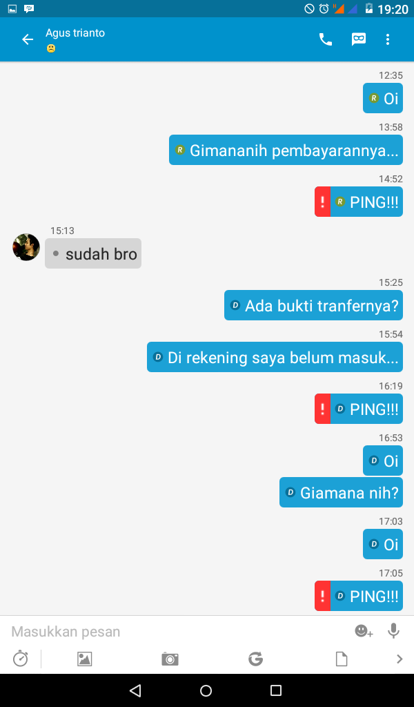 hati hati dengan pengguna bbm 5f103*a8 atas nama agus trianto