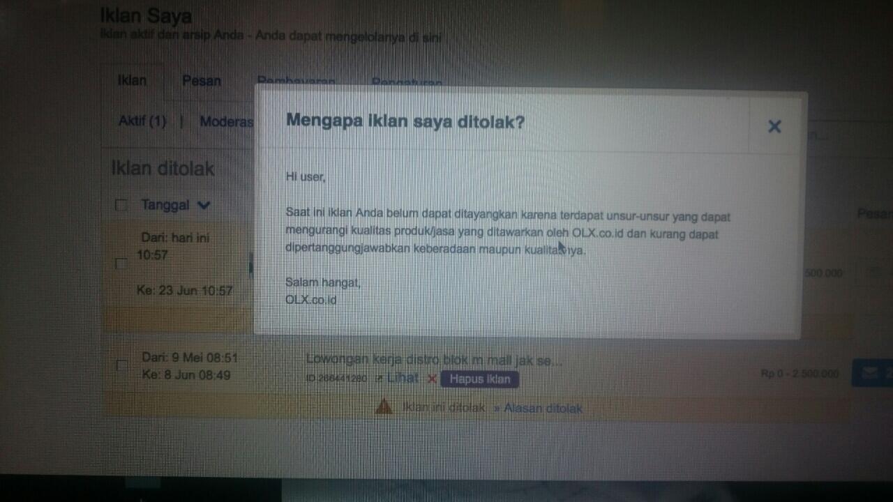 surat terbuka untuk OLX