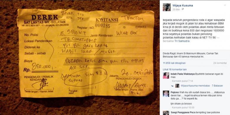 Derek Tronton Mogok di Tol, Polantas Jaksel Minta Bayaran Rp 1,6 Juta