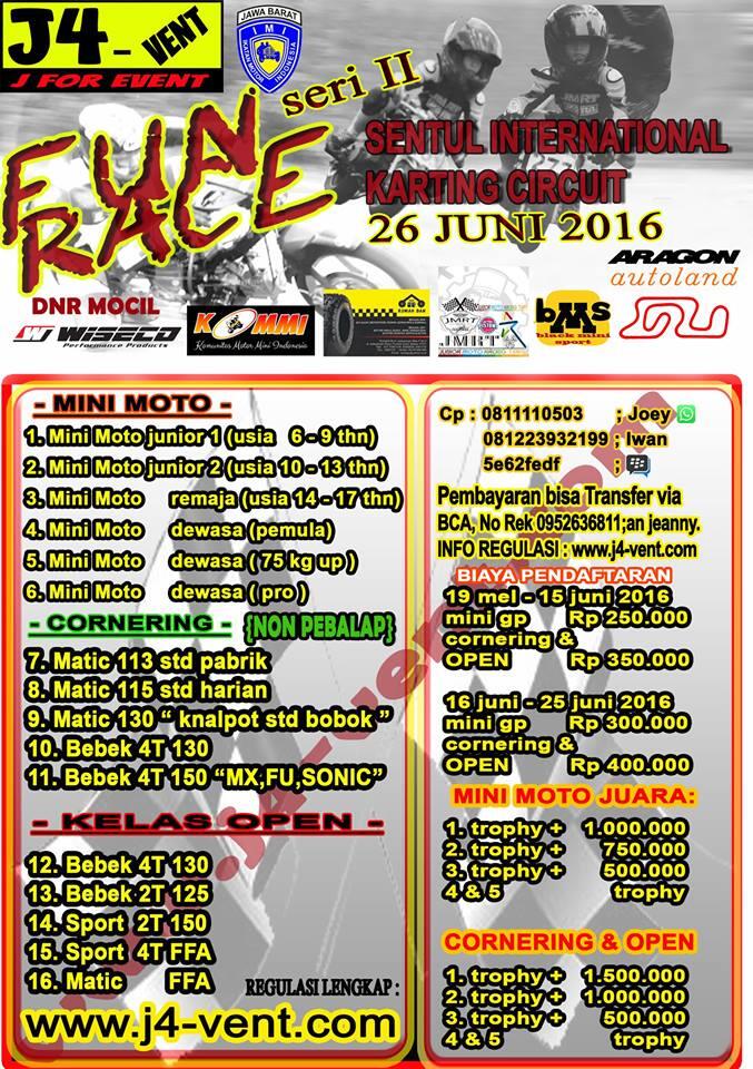 Ayo ikuti Fun Race J4-Vent 26 Juni 2016 Sentul Karting Circuit