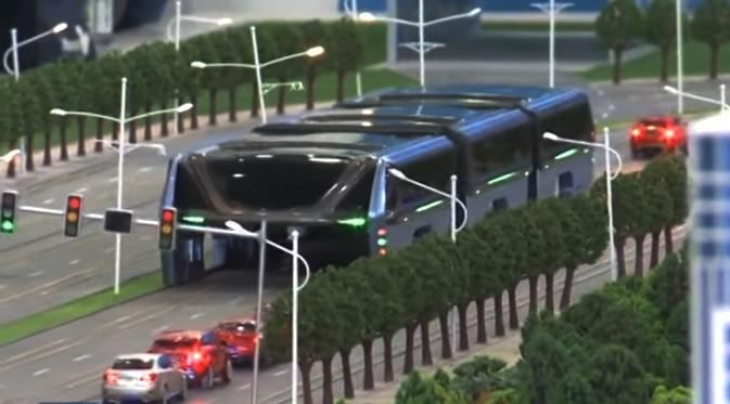China akan membuat bus besar yang dapat mengangkangi jalan, ini penampakannya