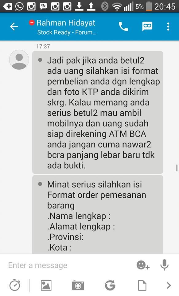 Orang ini 'ditipu' Rp 65 juta beli mobil via BBM, tapi malah bahagia!