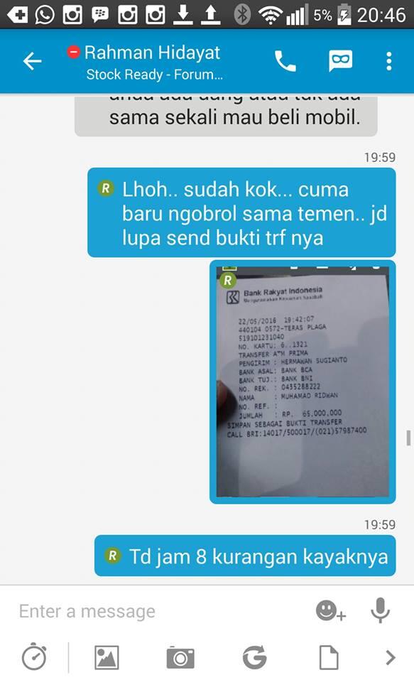 Orang ini 'ditipu' Rp 65 juta beli mobil via BBM, tapi malah bahagia!