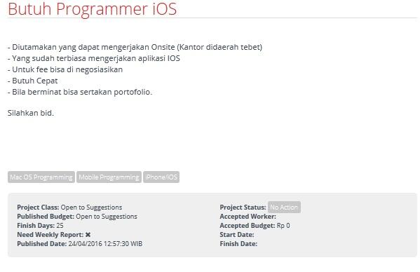 &#91;LOWONGAN FREELANCER&#93; Butuh Programmer iOS