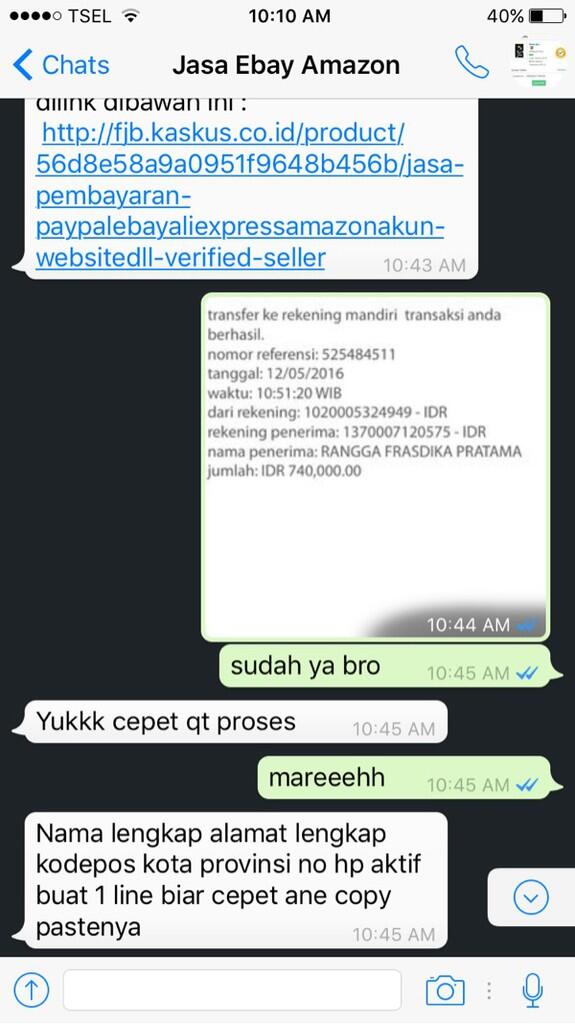 Jasa pembayaran PayPal,Ebay,Aliexpress,Amazon,Akun website,dll (Verified Seller)