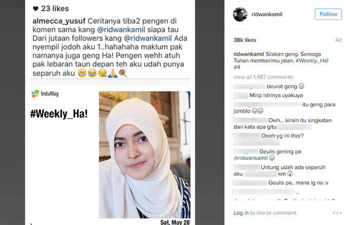 Wanita cantik berhijab 'colek' Kang Emil biar cepat dapat jodoh
