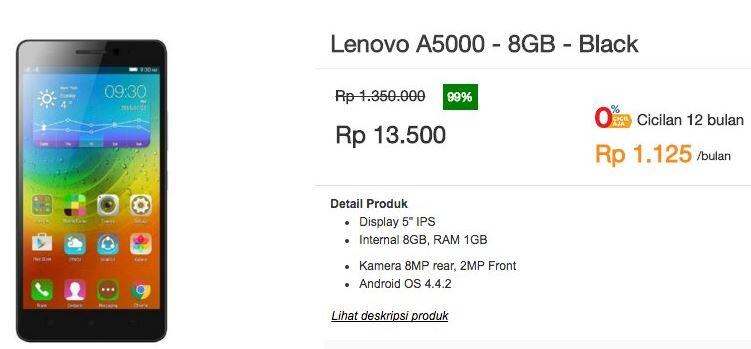 &#91;SHARE&#93; Pengalaman dapet Diskon 99% (Lenovo A5000 harga 13Ribu) dari MM