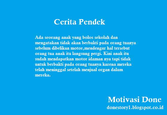 Tidak Mau Berbakti Sebelum Mendapat Motor Idaman(Cerita Pendek) 