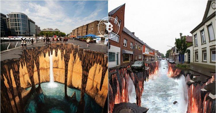 25 Lukisan 3D di jalanan ini tampak nyata, bikin deg-degan deh!