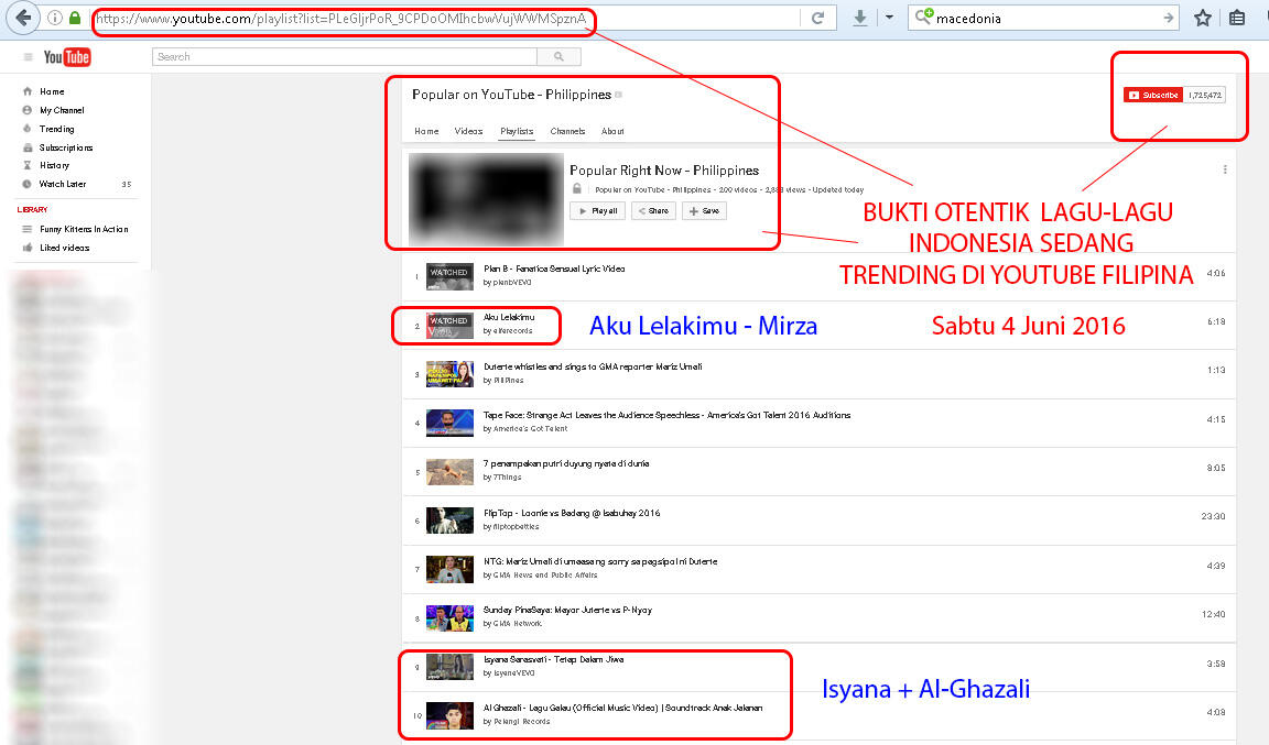 Keren! Lagu2 Indonesia Kembali Masuk Trending Di Youtube Luar Negeri PH Dan Malaysia 