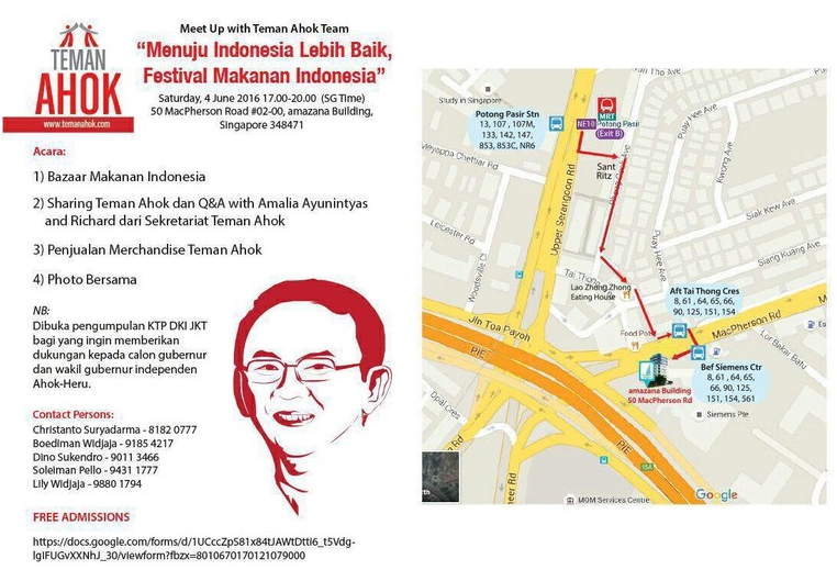 Poster Ini yg bikin Pendiri &quot;Teman Ahok&quot; di tangkap di Singapura, Komentar Ahok?