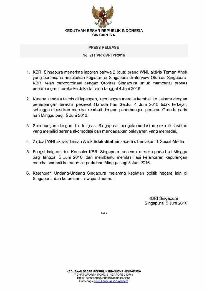 ‘Bodoh’ nya TemanAHOK dan Alasan Penahanan yang dilakukan Imigrasi Singapura