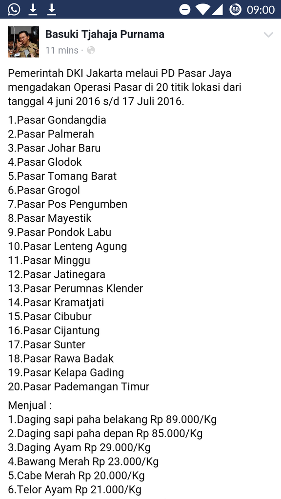 Ahok Ingin Pastikan Harga Sembako Aman Jelang Lebaran
