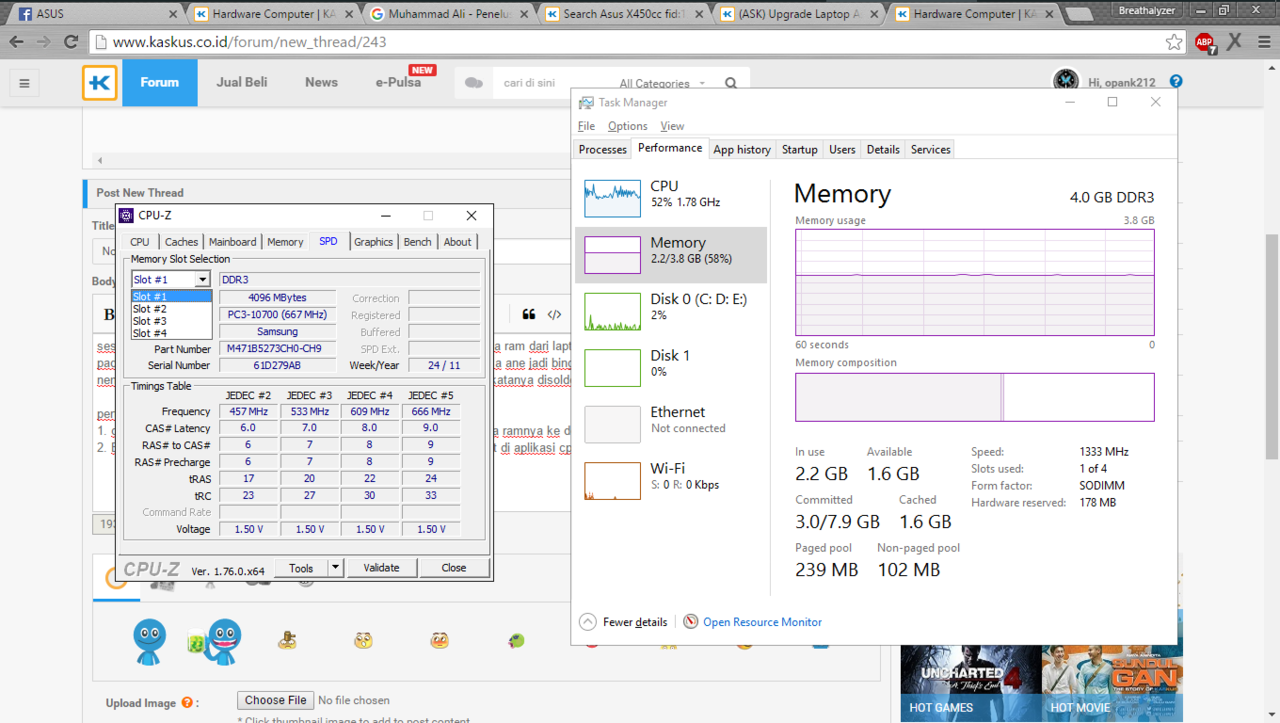 &#91;ASK&#93; Upgrade RAM Asus X450CC