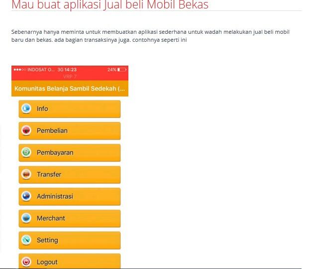 &#91;LOWONGAN FREELANCER&#93; Pembuatan aplikasi Jual beli Mobil Bekas