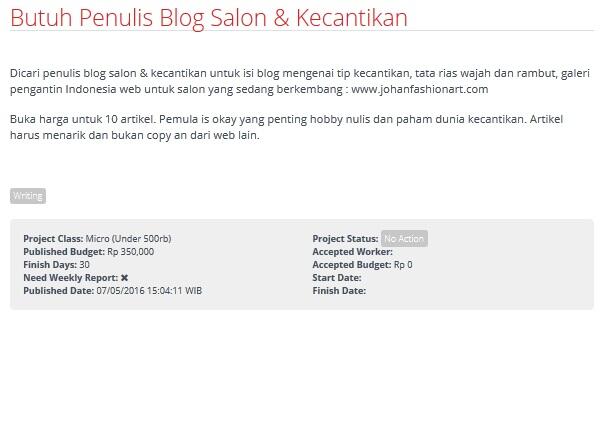 &#91;LOWONGAN FREELANCER&#93; Butuh Penulis Blog Salon &amp; Kecantikan