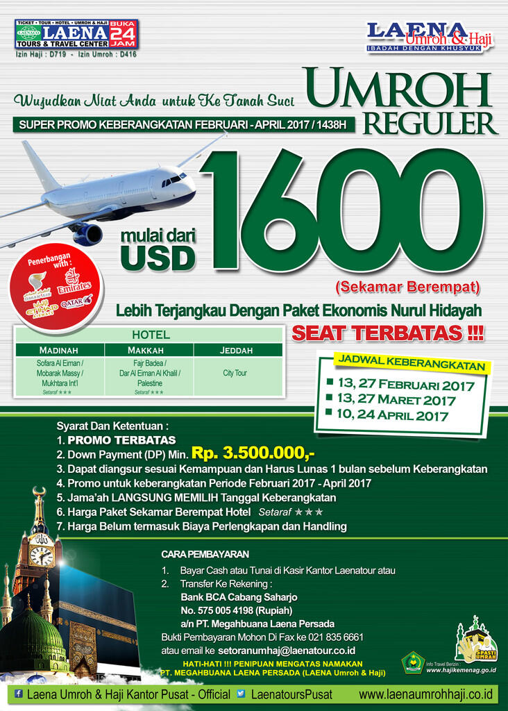 UMROH SUPER PROMO dengan LAENATOUR & TRAVEL