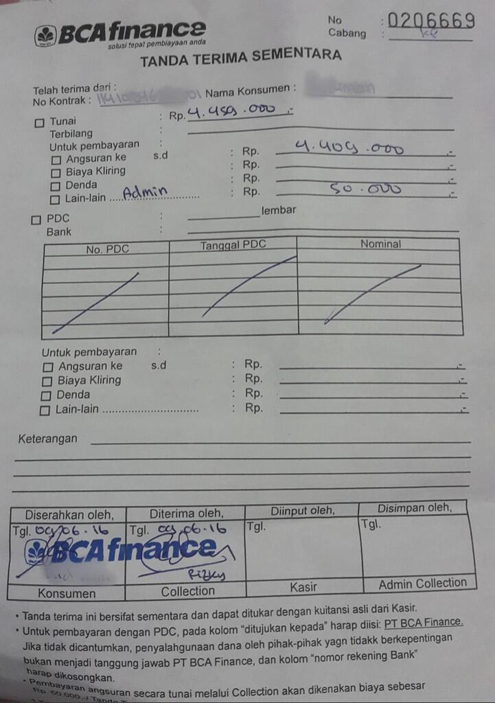 Hati - Hati kredit mobil di BCA FINANCE ( telat 20 hari 