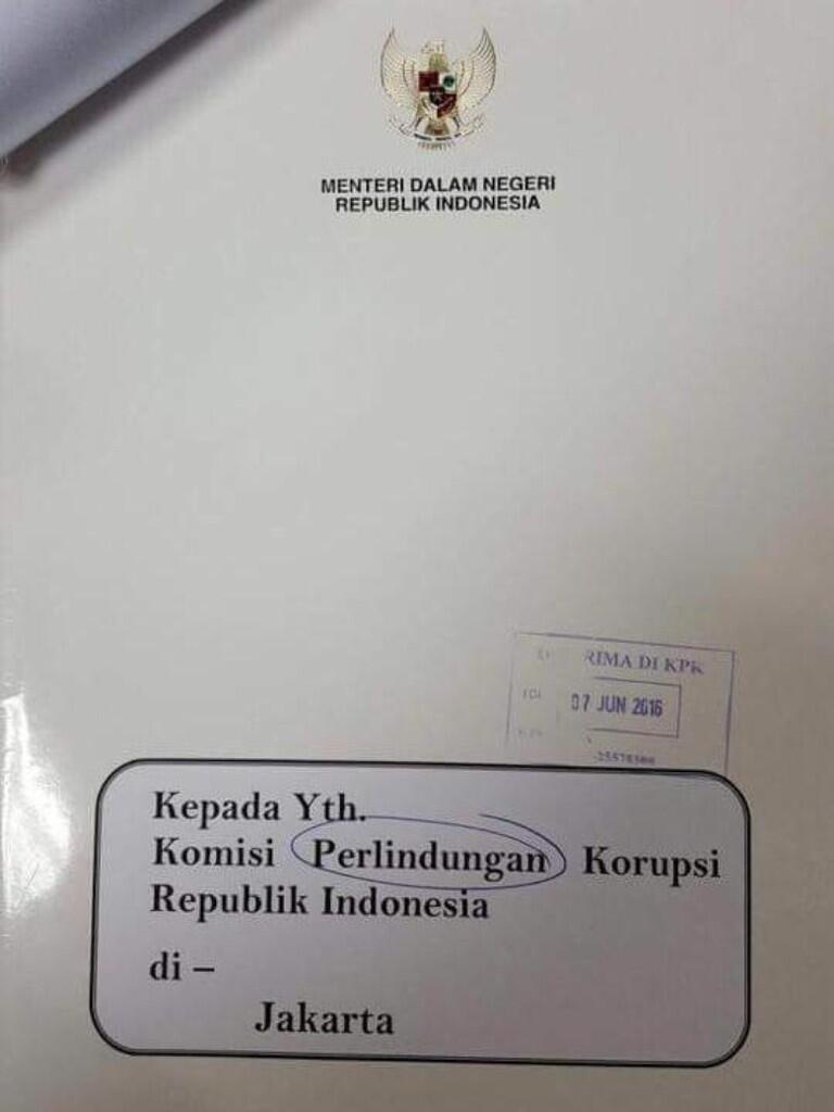Beredar Surat Kemendagri ke KPK 'Komisi Perlindungan Korupsi'
