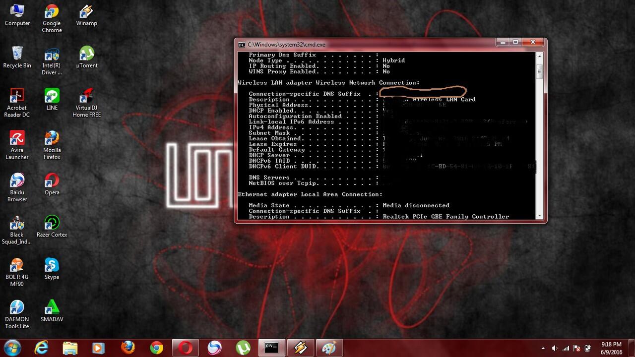 Connection-specific DNS Suffix punya ane kok kosong ya kira2 kenapa tuh?