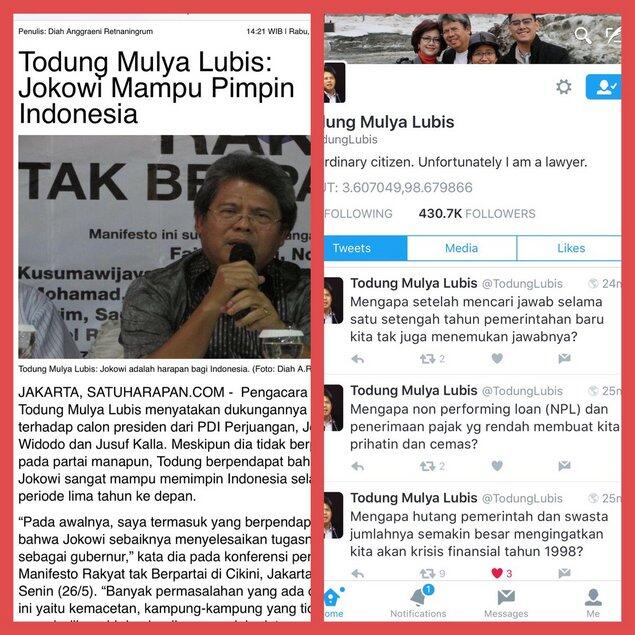 Todung Mulya Lubis Menyesal Pilih Jokowi