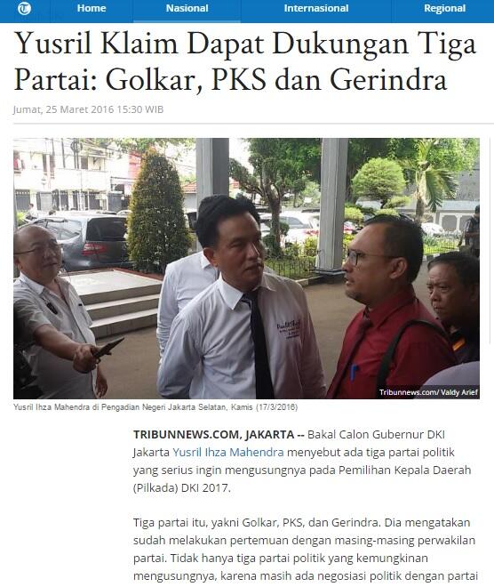 ★★★ Yusril nilai Golkar dukung Ahok itu kesimpulan terlalu Dini ★★★