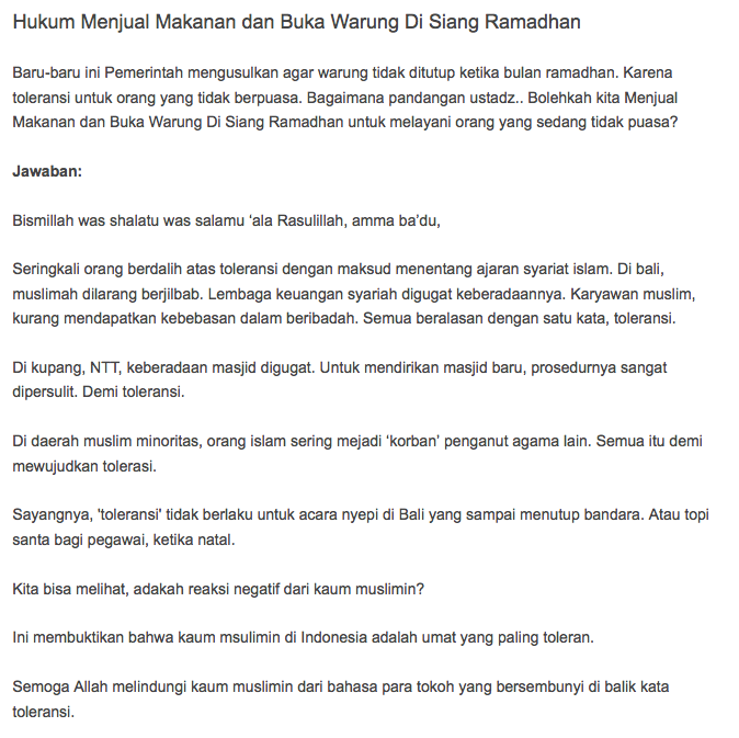 Hukum Menjual dan Berdagang makanan di Siang hari saat Ramadhan