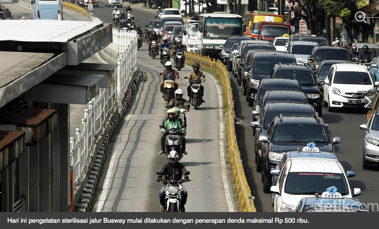 Aksi Ngeyel Biker masuk jalur Busway, Tak Takut Denda 500Rb & Blokir STNK
